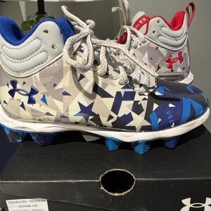 Under Armour Blue and Grey Kids Football Cleats size 13